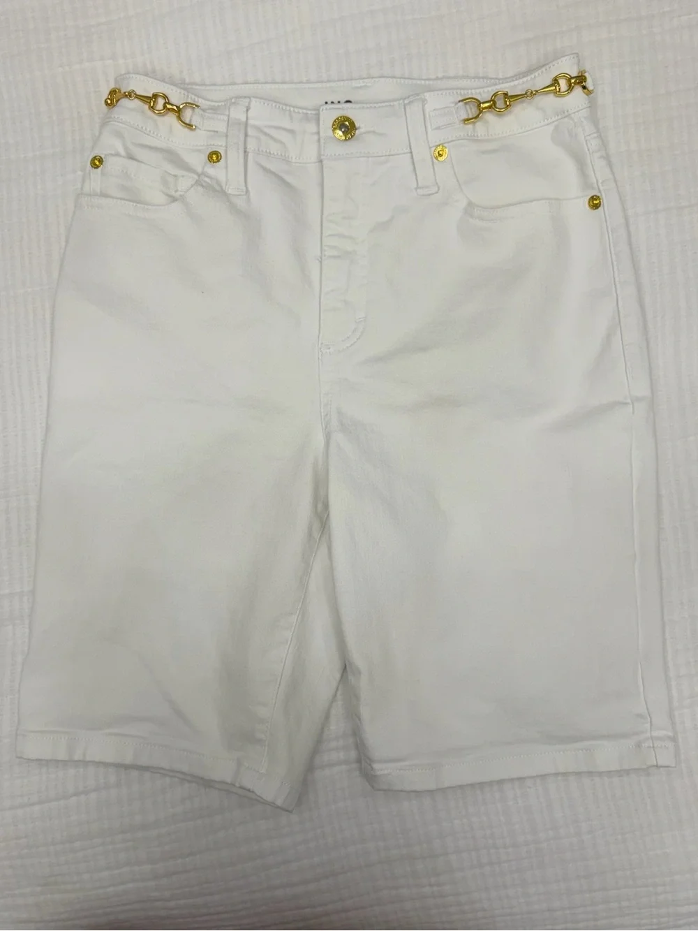 inc white gold horsebit shorts